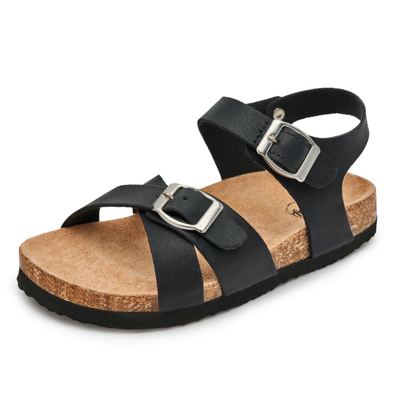 Trary Black Unisex Child Sandals Comfortable Cork Footbed Girl Sandals, Size 13 - Image 1